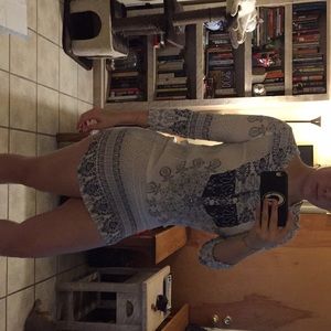 White and blue mini dress